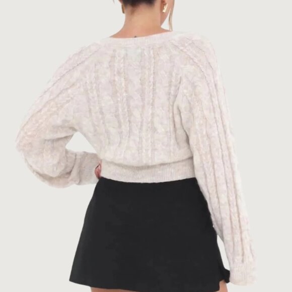 RUMORED Frenchie Cardigan Cream Cable size L Large Oversized - Picture 12 of 12